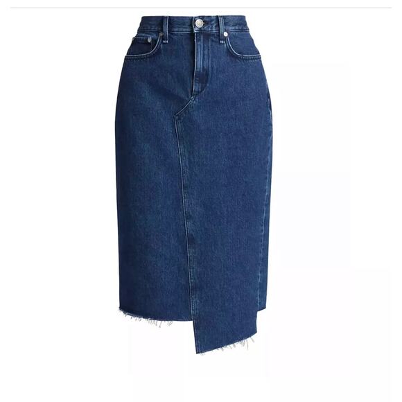 RAG & BONE Sukato Denim Skirt Women's Size 29 color Gates Asymmetric Denim ( new - Picture 1 of 7